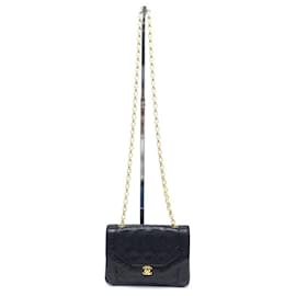 Chanel-VINTAGE CHANEL DIANA HANDBAG TIMELESS FLAP CHAIN CROSSBODY QUILTED BAG-Black