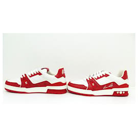 Louis Vuitton-NEW LOUIS VUITTON SHOES SIGNATURE SNEAKERS  54 6 40 RED LEATHER SHOES BOX-Red