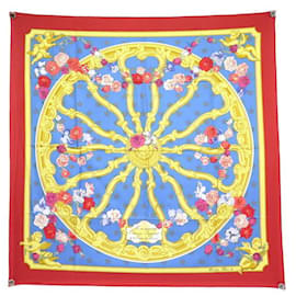 Hermès-HERMES SCARF REAR WHEEL OF THE IMPERIAL COACH OF THE COURT OF VIENNA 1973-Red