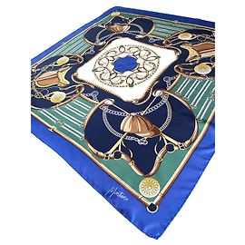 Claude Montana Maxi square Montana 90s silk patterns horse riding Blue Multiple colors