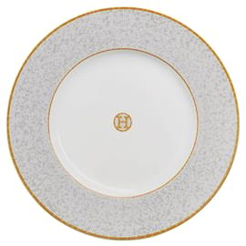Hermès-Hermes: Placa de apresentação em mosaico 24 ct ouro 31,5 cm-Branco