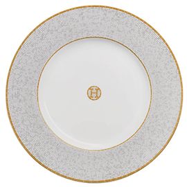 Hermès Hermes: Mosaic presentation plate 24 ct gold 31,5 cm White