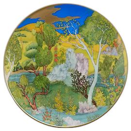 Hermès Hermes:  Cheval d’Orient bread plate n°2, porcelain.  16 cm Multiple colors