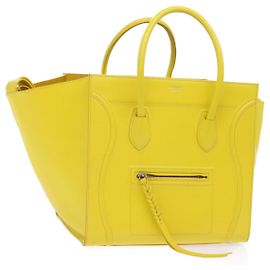 Céline CELINE Gauge Phantom Sac à Main Cuir Jaune Auth 55633 Jaune