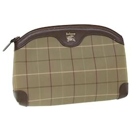 Autre Marque-Burberrys Nova Check Clutch Bag Nylon Canvas Brown Auth bs8723-Brown