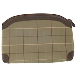 Autre Marque-Burberrys Nova Check Clutch Bag Nylon Canvas Brown Auth bs8723-Brown