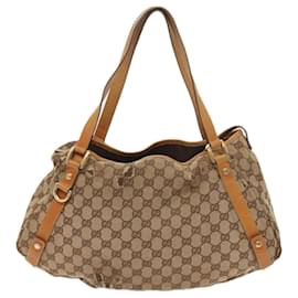 Gucci-GUCCI GG Canvas Shoulder Bag Leather Beige Orange Auth 54329-Beige,Orange