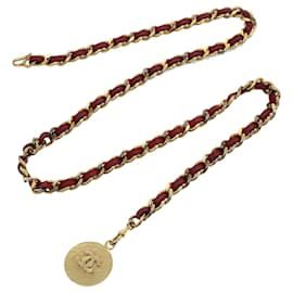 Chanel-CHANEL COCO Mark Chain Belt Rouge CC Auth ar10385b-Rouge