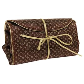 Louis Vuitton-LOUIS VUITTON Monogram Satin Trousse Bijou Estojo flexível Marrom M92329 auth 55531-Marrom,Outro