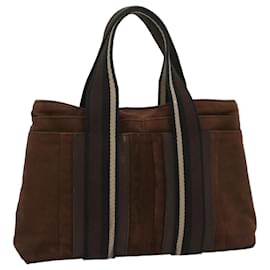 Hermès-HERMES Trocha Horizontal Hand Bag Canvas Brown Auth bs8586-Brown