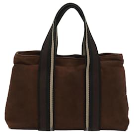 Hermès-HERMES Trocha Horizontal Hand Bag Canvas Brown Auth bs8586-Brown