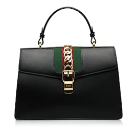 Gucci-GUCCI Handbags Sylvie Top Handle-Black