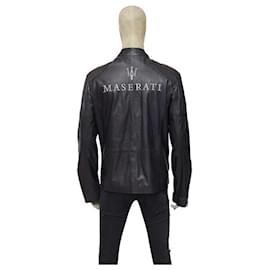Autre Marque-La Martina Maserati Midnight blue men's leather jacket side zip front size XL-Dark blue