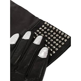 Yohji Yamamoto-Yohji Yamamoto black leather gloves-Black