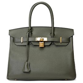 Hermès Bolsa HERMES BIRKIN 30 em Couro Verde - 101534 Verde