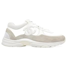 Chanel-Chanel CC Logo Sneaker White Suede EU 44 Uk 10-White