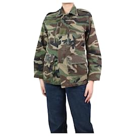 Saint Laurent-Chaqueta de borreguillo camuflaje verde - talla UK 6-Verde