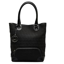 Fendi-Fendi Black Zucchino Canvas Tote-Black