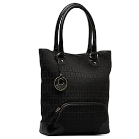 Fendi-Fendi Black Zucchino Canvas Tote-Black