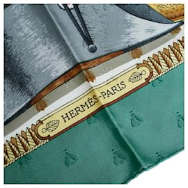 Hermès-Hermes Green Napoleon Silk Scarf-Green