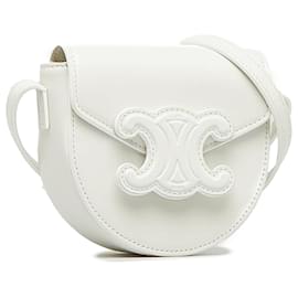 Céline-Bolso Celine Mini Besace Cuir Triomphe blanco-Blanco