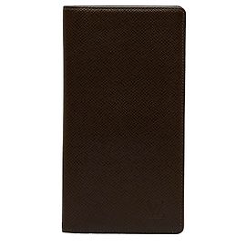 Louis Vuitton Brown Taiga Brazza Geldbörse Braun Dunkelbraun
