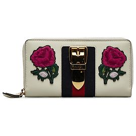 Gucci White Embroidered Sylvie Leather Continental Long Wallet White
