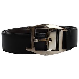 Cartier Logo Buckle Belt in Black Leather  Black