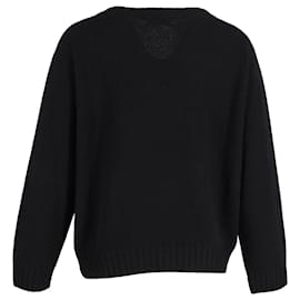Céline-Celine Triomphe Chain Knit Sweater in Black Cashmere-Black