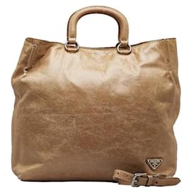 Prada-Leather Handbag-Brown