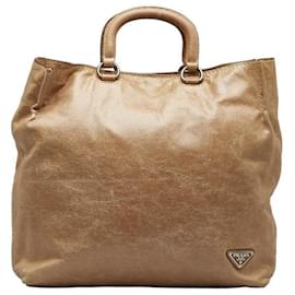 Prada-Leather Handbag-Brown