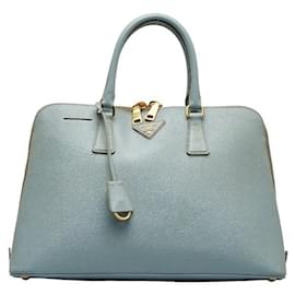 Prada-Saffiano Leather Promenade Bag-Blue