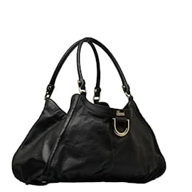 Gucci-Leather Abbey D-Ring Shoulder Bag 189835-Black