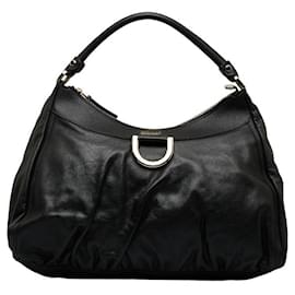 Gucci-Leather D-Ring Shoulder Bag 189833-Black