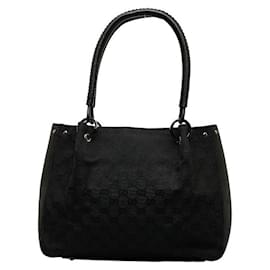 Gucci-GG Canvas Handbag 115007-Black