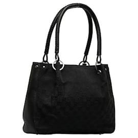 Gucci-GG Canvas Handbag 115007-Black