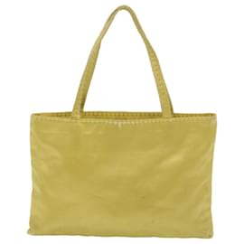 Prada-PRADA Hand Bag Satin Yellow Auth ar10474-Yellow