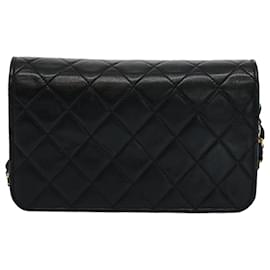 Chanel-CHANEL Matelasse Chain Shoulder Bag Lamb Skin Black CC Auth yk9012-Black