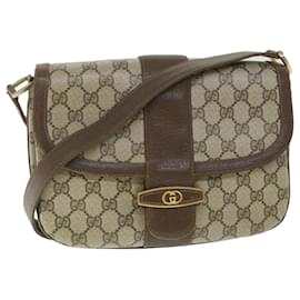 Gucci-GUCCI GG Supreme Shoulder Bag PVC Leather Beige Auth 56773-Beige