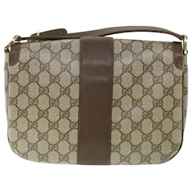 Gucci-GUCCI GG Supreme Shoulder Bag PVC Leather Beige Auth 56773-Beige