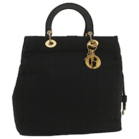 Christian Dior-Christian Dior Canage Lady Dior Hand Bag Nylon Black Auth ar10460-Black