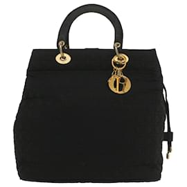 Christian Dior-Christian Dior Canage Lady Dior Hand Bag Nylon Black Auth ar10460-Black