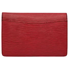 Louis Vuitton-LOUIS VUITTON Epi Montaigne Clutch Bag Rot M52657 LV Auth-Folge1920-Rot