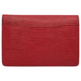 Louis Vuitton-LOUIS VUITTON Pochette Epi Montaigne Rouge M52657 LV Auth ep1920-Rouge