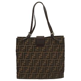 Fendi-FENDI Zucca Canvas Sac à bandoulière Noir Marron Auth 56759-Marron,Noir