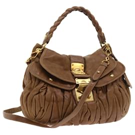 Miu Miu-Miu Miu Shoulder Bag Leather 2way Brown Auth bs8972-Brown