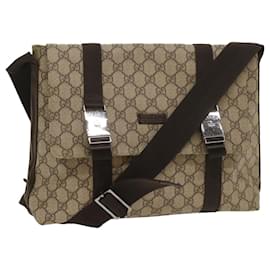 Gucci-GUCCI GG Supreme Shoulder Bag PVC Leather Beige 122373 Auth ki3613-Beige