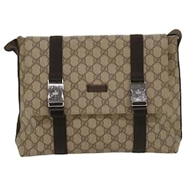 Gucci-GUCCI GG Supreme Shoulder Bag PVC Leather Beige 122373 Auth ki3613-Beige