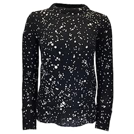 Fendi-Fendi Black / White Painted Long Sleeved Mohair and Silk Knit Sweater-Black