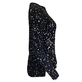Fendi-Fendi Black / White Painted Long Sleeved Mohair and Silk Knit Sweater-Black